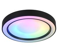 Reality Leuchten ARCO R65091432 Plafón LED, Plástico Negro Mate, 22 Watt LED, Cambio de Color, Mando a Distancia