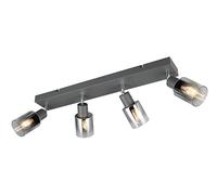 Reality Leuchten Barra de focos CADIZ R81784042, Metal Antracita, Vidrio Cromado Vaporizado, excl. 4x E14