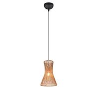 Reality Leuchten Bijou R31831026 - Lámpara colgante (metal negro mate, pantalla de hilo de papel marrón, no incluye 1 bombilla E27)