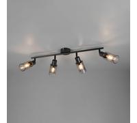 Reality Leuchten Foco Mars, longitud 82 cm, negro mate, 4 luces, metal E14