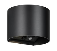 Reality Leuchten Genie R24161632 - Lámpara LED de pared para exterior (funciona con batería, con sensor de movimiento, plástico negro mate)