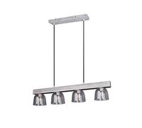 Reality Leuchten Karina R30064054 - Lámpara de techo (madera, color gris, cristal, no incluye 4 bombillas E14)