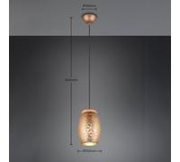 Reality Leuchten Lámpara colgante Bidar, Ø 15 cm, marrón café, metal