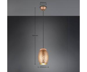 Reality Leuchten Lámpara colgante Bidar, Ø 15 cm, marrón café, metal