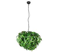 Reality Leuchten Lámpara Colgante LEAVY R10464015, Metal Negro Mate, Láminas de Plástico Verde, excl. 4x E14