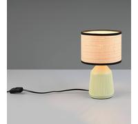 Reality Leuchten Lámpara de mesa Formentera, verde/beige, altura 27 cm Cerámica/papel