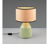 Reality Leuchten Lámpara de mesa Formentera, verde/beige, altura 43 cm Cerámica/papel