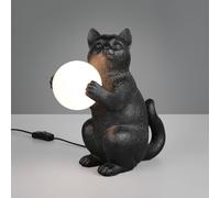 Reality Leuchten Lámpara de mesa Gatio, negra, altura 30 cm, resina sintética, G9