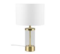 Reality Leuchten Lámpara de mesa GRAZIA R51711008, métal laiton mat, verre transparent, abat-jour en tissu blanc, excl. 1x E14