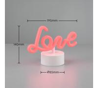 Reality Leuchten Lámpara de mesa LED Amor, blanca, plástico, pila, USB