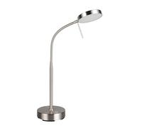 Reality Leuchten Lámpara de mesa LED MORENO R54561107, Níquel mate, LED de 3 vatios, Batería con estación de carga, Sensor de regulación, Color de luz ajustable
