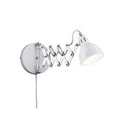 Reality Leuchten Lámpara de pared ajustable en color blanco con articulación de tijera, máximo 53 cm