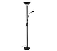 Reality Leuchten Lámpara de pie SPOCK R4229213, metal negro mate, vidrio blanco, foco LED de 19 vatios, brazo LED de 5 vatios, atenuador