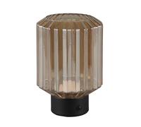 Reality Leuchten Lord R57761113 - Lámpara LED de mesa (1,5 W, 4 toques, metal mate, cristal ámbar), color negro