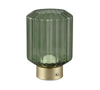 Reality Leuchten Lord R57761115 - Lámpara LED de mesa con batería (metal y latón mate, cristal verde, incluye LED de 1,5 W, 4 toques)