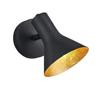 Reality Leuchten Moderno foco de pared LED de 1 foco, regulable en aspecto retro, giratorio y orientable en color negro e interior dorado.