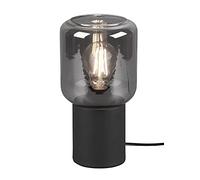 Reality Leuchten Nico R50591032 - Lámpara de mesa (metal negro mate, cristal ahumado, 1 bombilla E27)