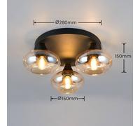 Reality Leuchten Plafón Divina, color ámbar, Ø 39 cm, 3 luces, cristal