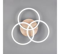 Reality Leuchten Plafón LED Circle 3 luces control remoto madera