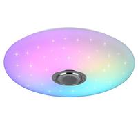 Reality Leuchten Plafón MUSICA R69031901 LED, pantalla de plástico blanco con efecto Starlight, LED de 33 vatios, mando a distancia, cambio de color, altavoz Bluetooth,