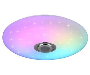 Reality Leuchten Plafón MUSICA R69031901 LED, pantalla de plástico blanco con efecto Starlight, LED de 33 vatios, mando a distancia, cambio de color, altavoz Bluetooth,