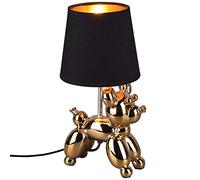 Reality Leuchten R50241079 Bello - Lámpara de mesa (cerámica, pantalla de tela negra, no incluye 1 bombilla E14)