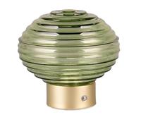 Reality Leuchten R57771115 Earl R57771115 - Lámpara LED de mesa con batería (metal y latón mate, cristal verde, incluye LED de 1,5 W, 4 toques)