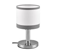 Reality Leuchten RL Lámpara de Mesa Davos R59551006, Metal Cromo, Tela de Pantalla Gris/Blanco, excl. 1x E14