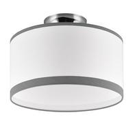 Reality Leuchten RL Lámpara de Techo Davos R61552006, Metal Cromo, Tela de Pantalla Gris/Blanco, excl. 1x E14