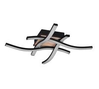 Trio-Leuchten Lámpara de techo Route R62474135, metal negro mate, imitación madera, 4x LED 5 vatios