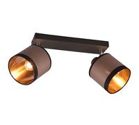 Reality Leuchten RL Spot Bar Davos R81552041, Metal Negro mate, Cortinas Tela Taupe/Negro/Dorado, excl. 2x E14