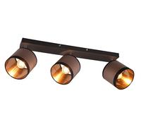 Reality Leuchten RL Spot Bar Davos R81553041, Metal Negro mate, Cortinas Tela Taupe/Negro/Dorado, excl. 3x E14