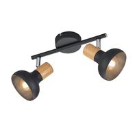 Reality Leuchten RL Spot Bar Latika R81522032, Metal Black mate, madera sintética o artificial, excl. 2x E14