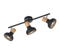 Trio-Leuchten Barra de focos Latika R81523032, negro mate, madera sintética, sin bombillas (3x E14)