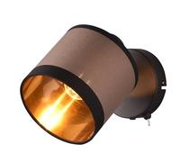 Reality Leuchten RL Spot Davos R81551741, Metal Negro mate, Tela de pantalla Taupe/Negro/Dorado, excl. 1x E14