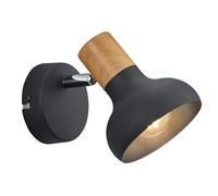 Reality Leuchten RL Wall Spot Latika R81521032, metal negro mate, imitación madera, excl. 1x E14