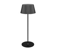 Reality Leuchten Suarez R57706132 - Lámpara LED de mesa para exteriores (funciona con batería, incluye 4 enchufes táctiles, base de carga, metal negro mate)