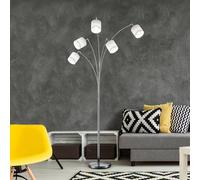 Reality Leuchten Tommy lámpara de pie, níquel/blanco, altura 200 cm, 5 luces, tela