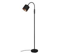 Reality Leuchten Lámpara de pie Tommy R46331079 – metal negro, pantalla negra/dorada, 130 cm, E14