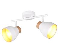 Reality Leuchten Valentin R81922031 - Lámpara de techo (metal, imitación de madera, 2 bombillas E14), color blanco mate