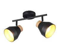 Reality Leuchten Valentin R81922032 - Lámpara de techo (metal, imitación de madera, 2 bombillas E14), color negro mate