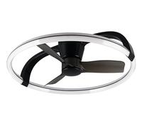 Reality Leuchten Ventilador con luz STOCKHOLM R64262132, negro mate, metal, 25W, 2700-6500K, 4300 lúmenes, aspas plegables, mando a distancia incluido, regulable, con luz nocturna
