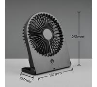 Reality Leuchten Ventilador de mesa con batería Breezy, negro, silencioso