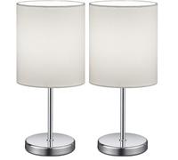 Reality Lighting R50491001 Jerry - Lámpara de mesa, bombilla excl. 1x E14, max. 40 W, 230V - 50Hz, cromo/blanco, 28 x 13 x 15 cm (Paquete de 2)