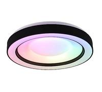Reality, Plafón, Arco incl. 1 x LED,SMD,22,0 Watt,2700-6000K,2500 Lm. Cuerpo: Plástico, estera negra Ø:49,0cm, A:8,0cm Mando a distancia,Regulador integrado,Color de luz infinitamente var