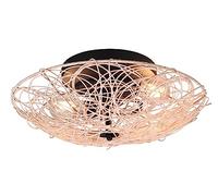 Reality, Plafón, Lovis 2xE27, max.40,0 W Metal, estera negra, Cuerpo: Malla de Rattan, natural Ø:40,0cm, A:14,0cm IP20,Sin bombilla