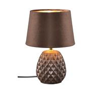 Reality RL Lámpara de mesa Ariana R51531026, base cerámica marrón, pantalla marrón terciopelo/dorado, excl. 1x E14