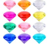 Realjoy 12 Piezas Diamantes Acrílicos para Niños, 40mm Cristal Diamante de Plástico, Diamante Cristales Grandes para Jarrones, Decoración de Mesa, Fiestas, Bodas(10 Colores)