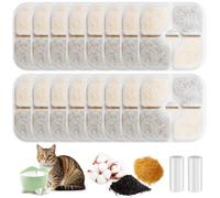 Realjoy 16 PCS Filtros Fuente Gatos con 2 Mangueras, Filtro Fuente Gato para Bebederos Catit Pixi de 2,5 L, con Resina y Carbón Activado, Sistema de Triple Filtro