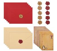 Realjoy 44 Piezas Juego de Papel de Carta y Sobres, Juego de Escritura de Cartas con 10 Sobres, 24 Papeles Vintage, 10 Calcomanías de Sello de Cera, para Cartas de Amor, Cumpleaños, Navidad y Boda